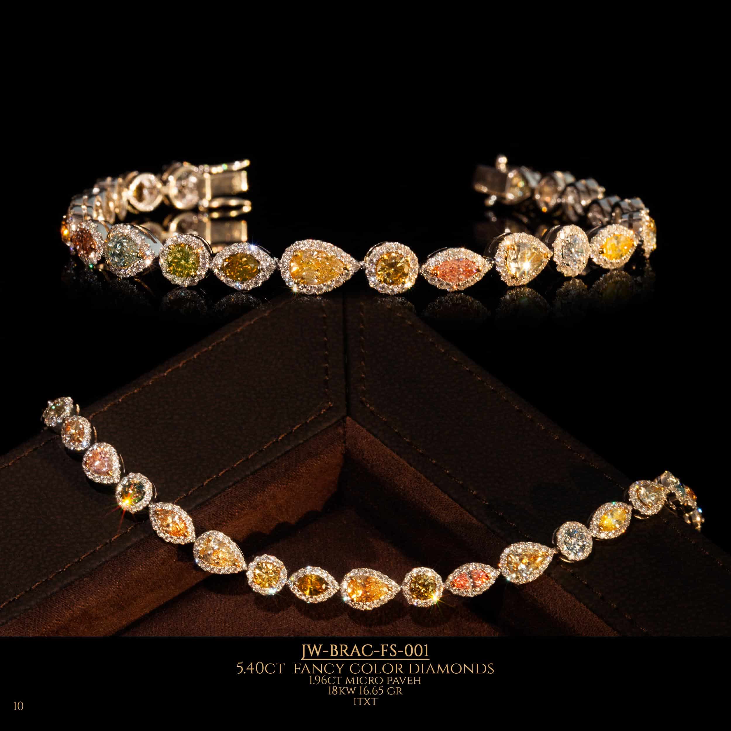 Photos of diamond bracelet with all kind of fancy colord shape diamonds
