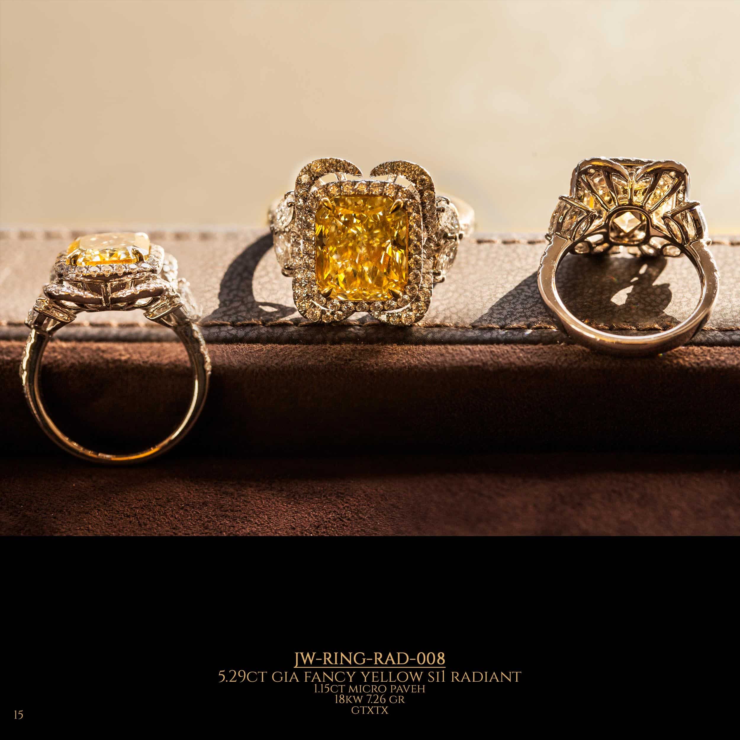 Fancy yellow diamond SIL radiant ring