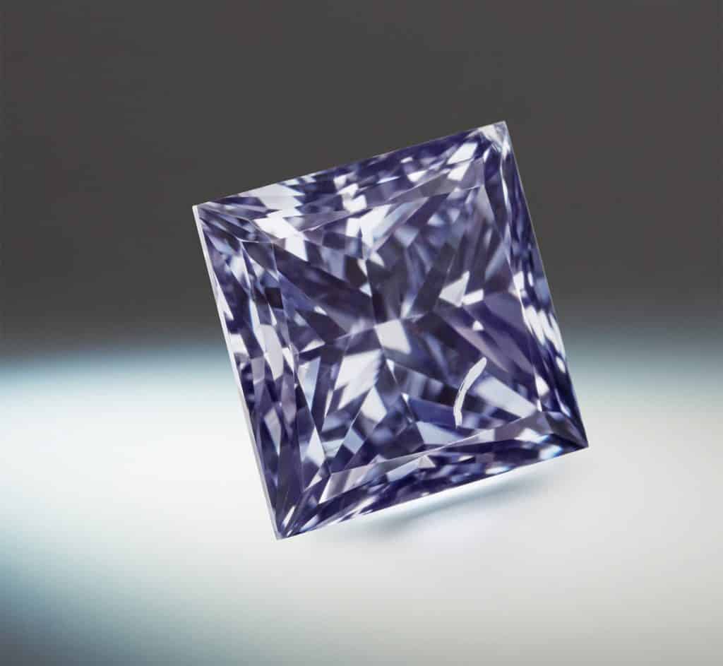 The Argyle Alchemy, a 1.57-carat princess shaped fancy dark gray violet diamond.