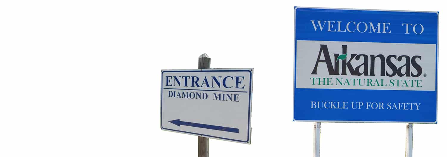 The entrance sign to Arkansas