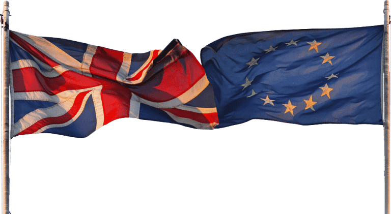 Two flags Europe and england - Brexit symbol