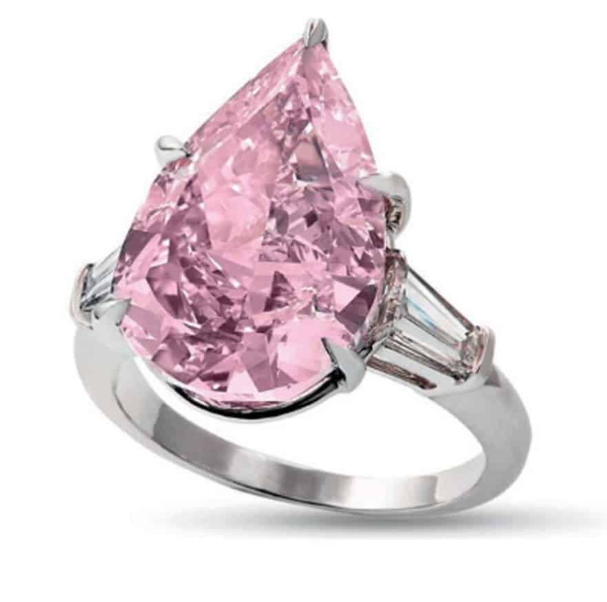 Pink pear shaped diamond