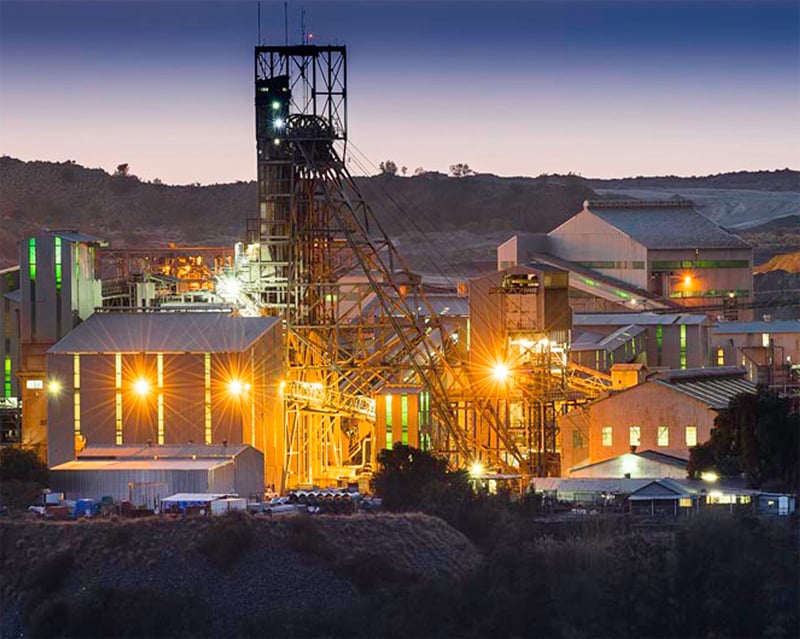 Diamond Mining in the evening houses and light around