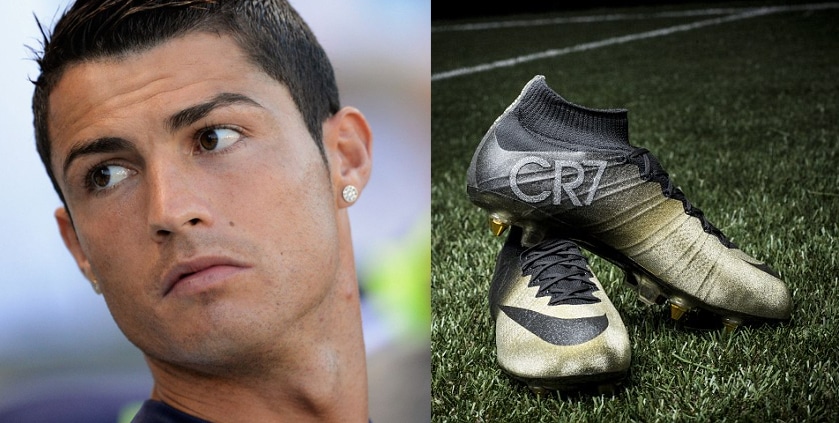 Cristiano Ronaldo and diamond-encrusted CR7 football boots
