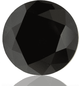 A close-up of a fancy black diamond, showcasing its unique dark hue and brilliance.