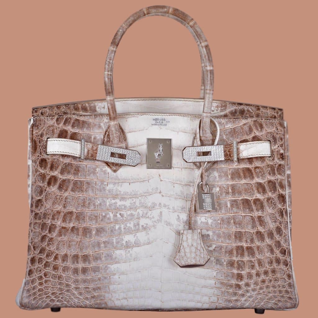 The Hermès Himalaya Birkin handbag with a diamond-encrusted white gold lock, which is expected to become the most expensive handbag