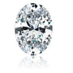 Oval-shaped diamond with an elongated, curved profile