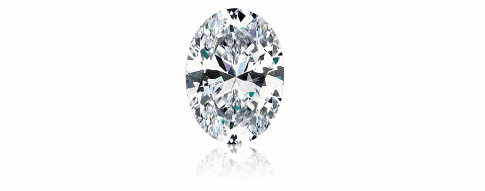 Oval-shaped diamond with an elongated, curved profile