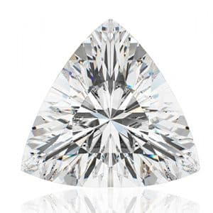 Sparkling triangular brilliant-cut diamond on plain background