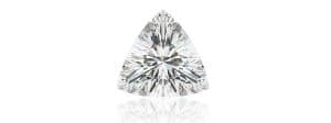 Sparkling triangular brilliant-cut diamond on plain background