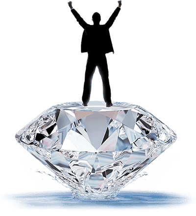 Logo of a man standing with a diamond