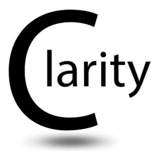 The word Clarity with very big letter C