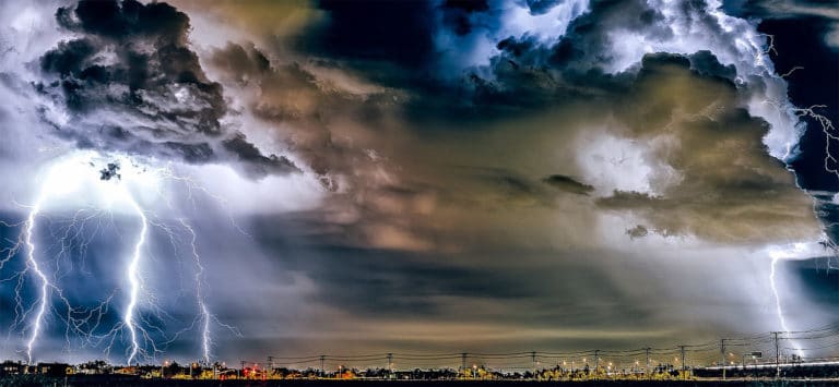 Stormy sky with lightning
