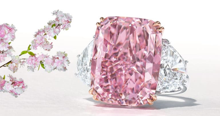 The 15.81-carat vivid purple-pink, internally flawless Sakura Diamond, which sold for a record $29.3 million