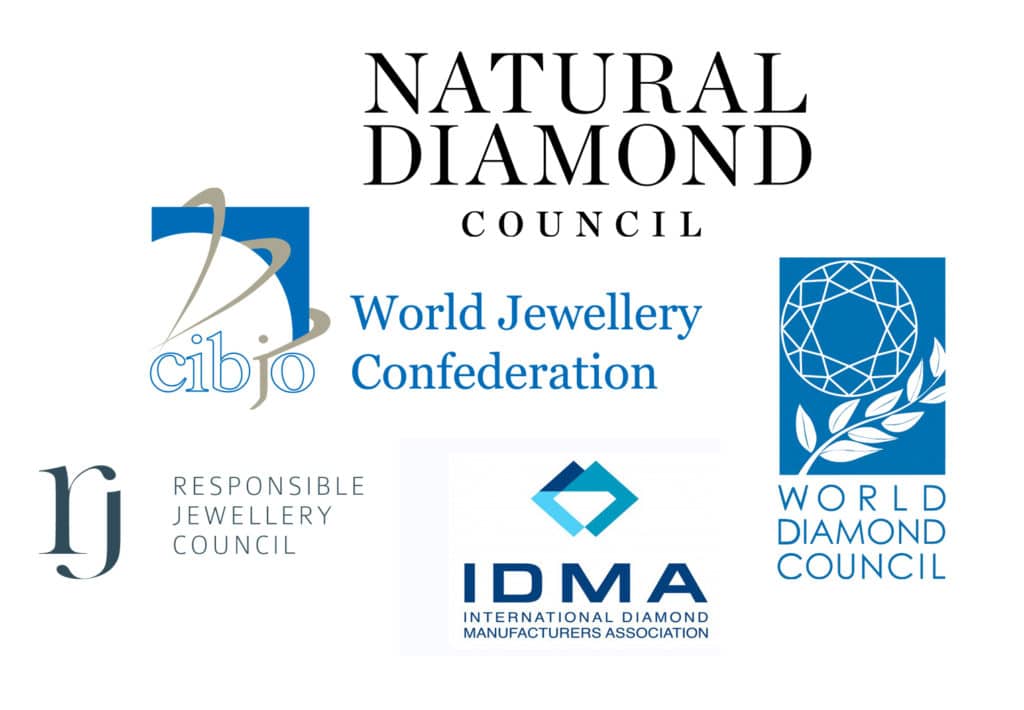 Logos of five leading organizations in the diamond industry