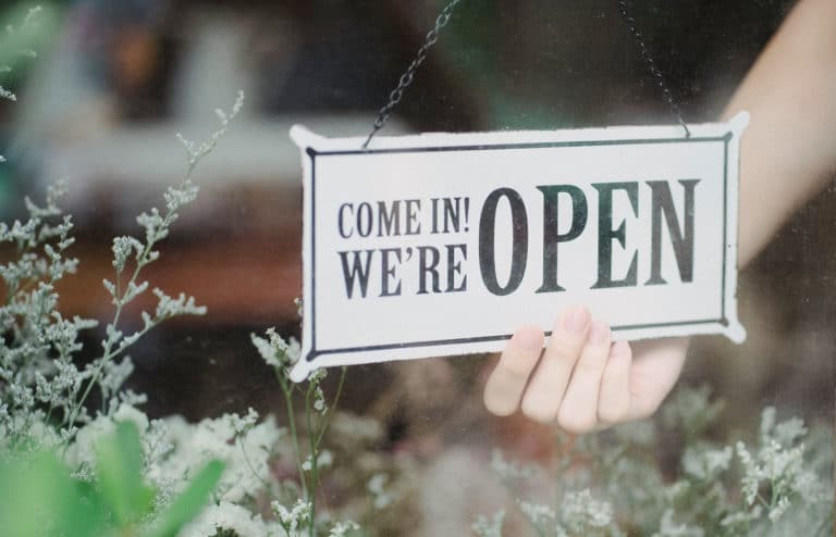 Open entrance sign
