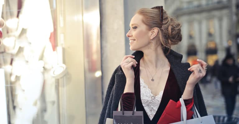 A woman with shopping bags