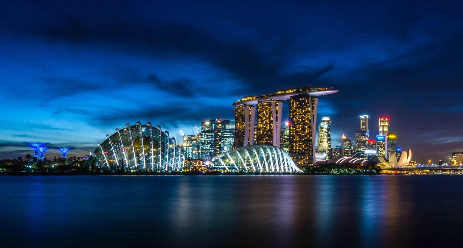 Singapore’s spectacular skyline at night