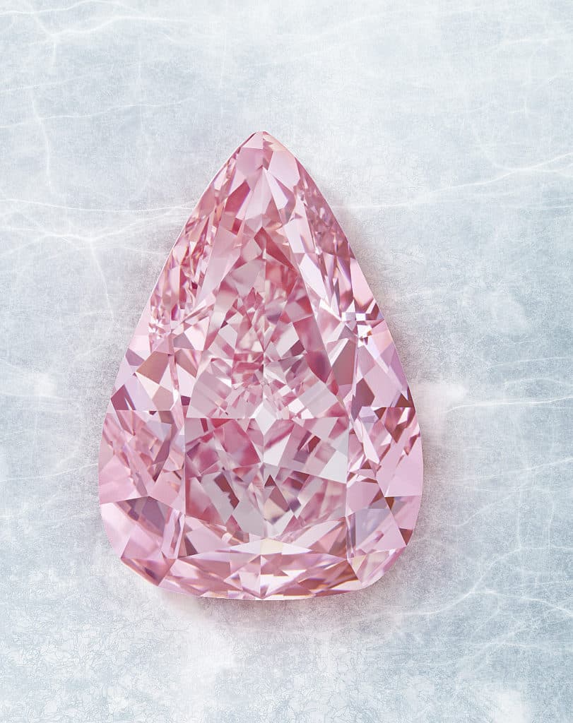 pear-shaped Fortune Pin, pink diamond.