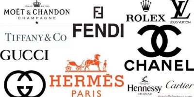 A variety of logos of luxury brands